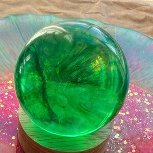 Green Glass Sphere Home Accent